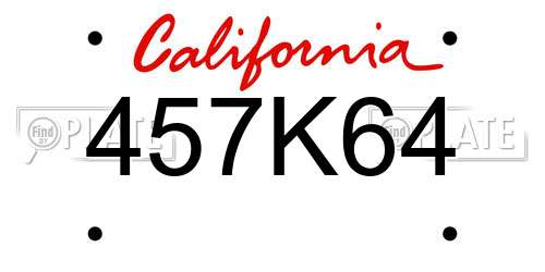 457K64 California License Plate