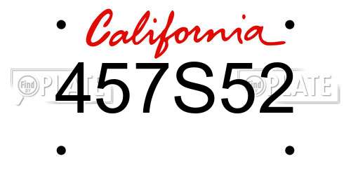 457S52 California License Plate