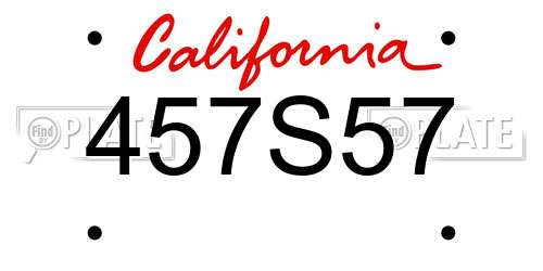 457S57 California License Plate