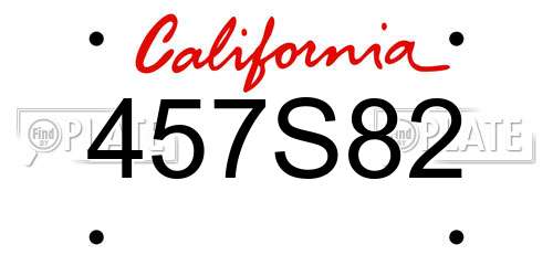 457S82 California License Plate