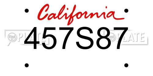 457S87 California License Plate