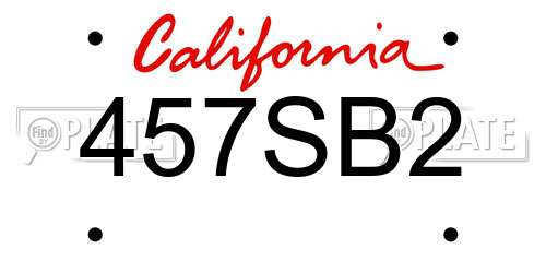 457SB2 California License Plate