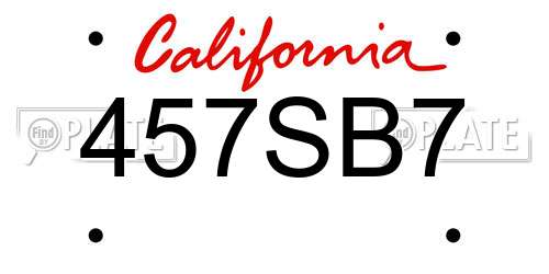 457SB7 California License Plate