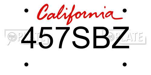 457SBZ California License Plate