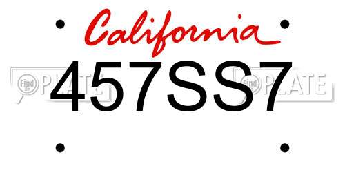 457SS7 California License Plate