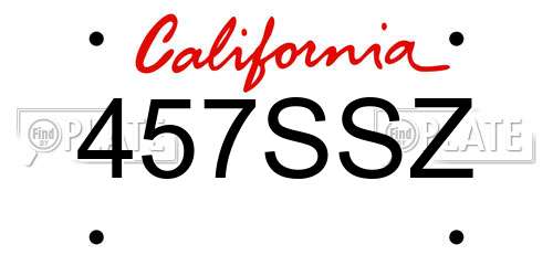 457SSZ California License Plate
