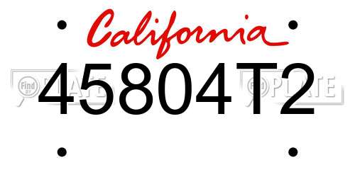 45804T2 California License Plate