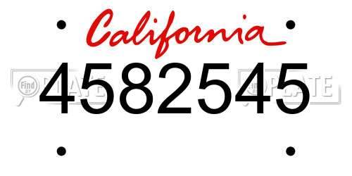 4582545 California License Plate