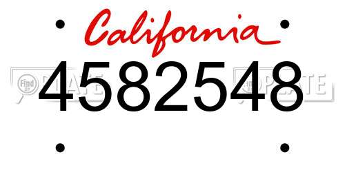 4582548 California License Plate