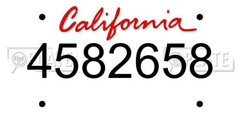 4582658 California License Plate