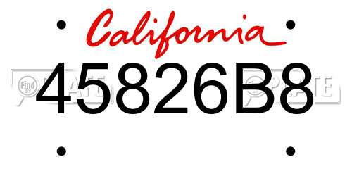 45826B8 California License Plate