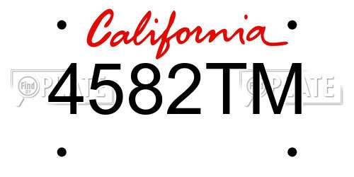 4582TM California License Plate
