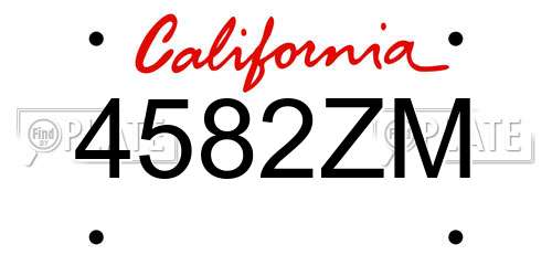 4582ZM California License Plate