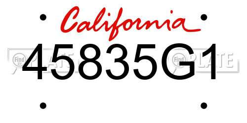 45835G1 California License Plate
