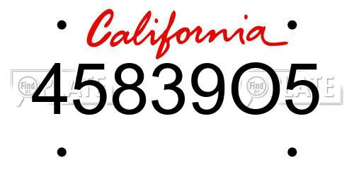 45839O5 California License Plate