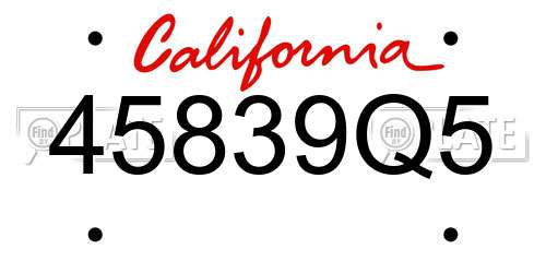 45839Q5 California License Plate