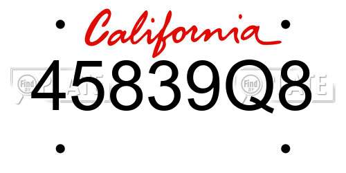 45839Q8 California License Plate