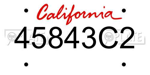 45843C2 California License Plate