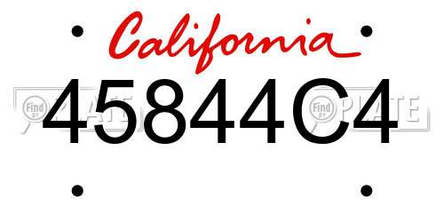 45844C4 California License Plate