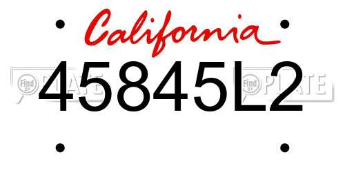 45845L2 California License Plate