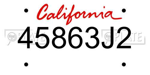 45863J2 California License Plate