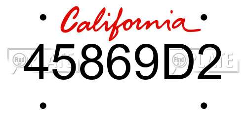 45869D2 California License Plate