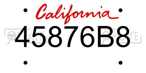 45876B8 California License Plate