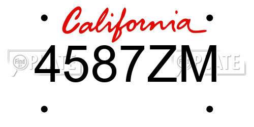 4587ZM California License Plate