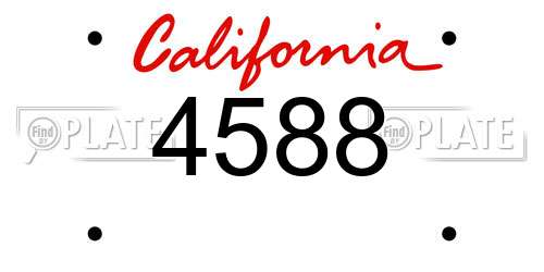 4588 California License Plate