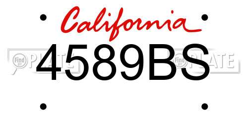 4589BS California License Plate