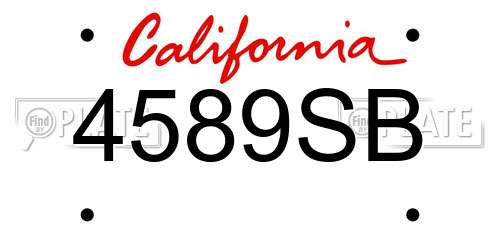 4589SB California License Plate