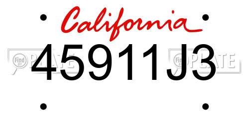 45911J3 California License Plate
