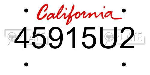 45915U2 California License Plate