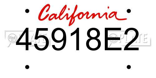 45918E2 California License Plate