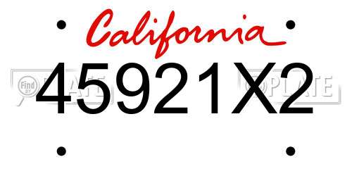 45921X2 California License Plate