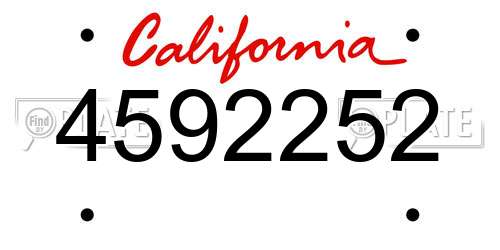 4592252 California License Plate