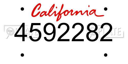 4592282 California License Plate
