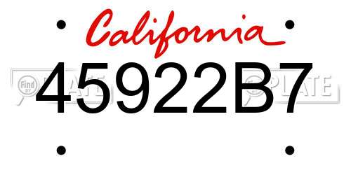 45922B7 California License Plate