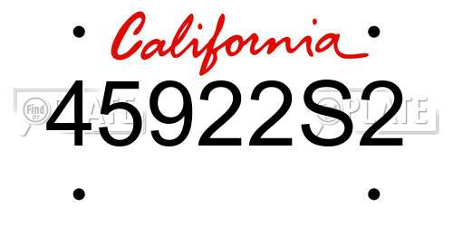 45922S2 California License Plate