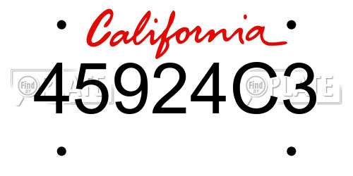 45924C3 California License Plate