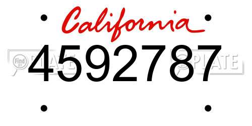 4592787 California License Plate