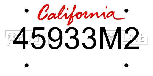 45933M2 California License Plate