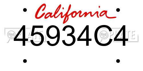 45934C4 California License Plate