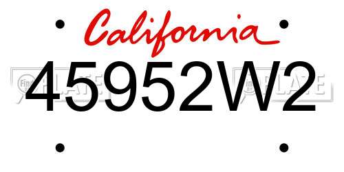 45952W2 California License Plate