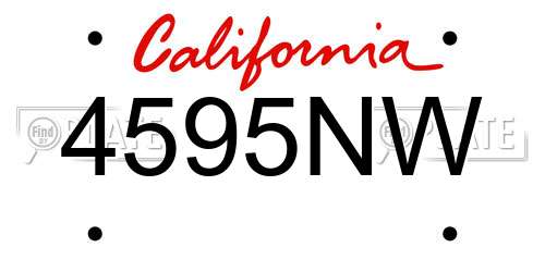 4595NW California License Plate