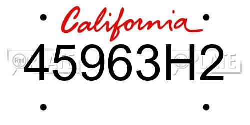 45963H2 California License Plate