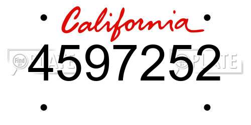 4597252 California License Plate