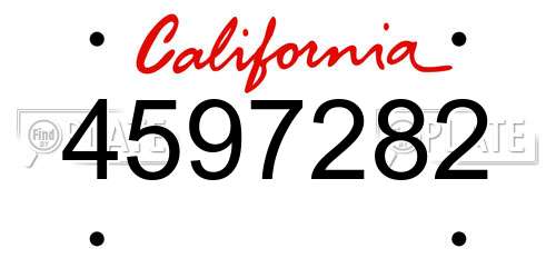 4597282 California License Plate