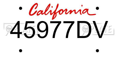45977DV California License Plate