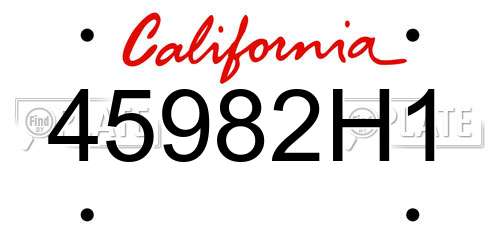 45982H1 California License Plate